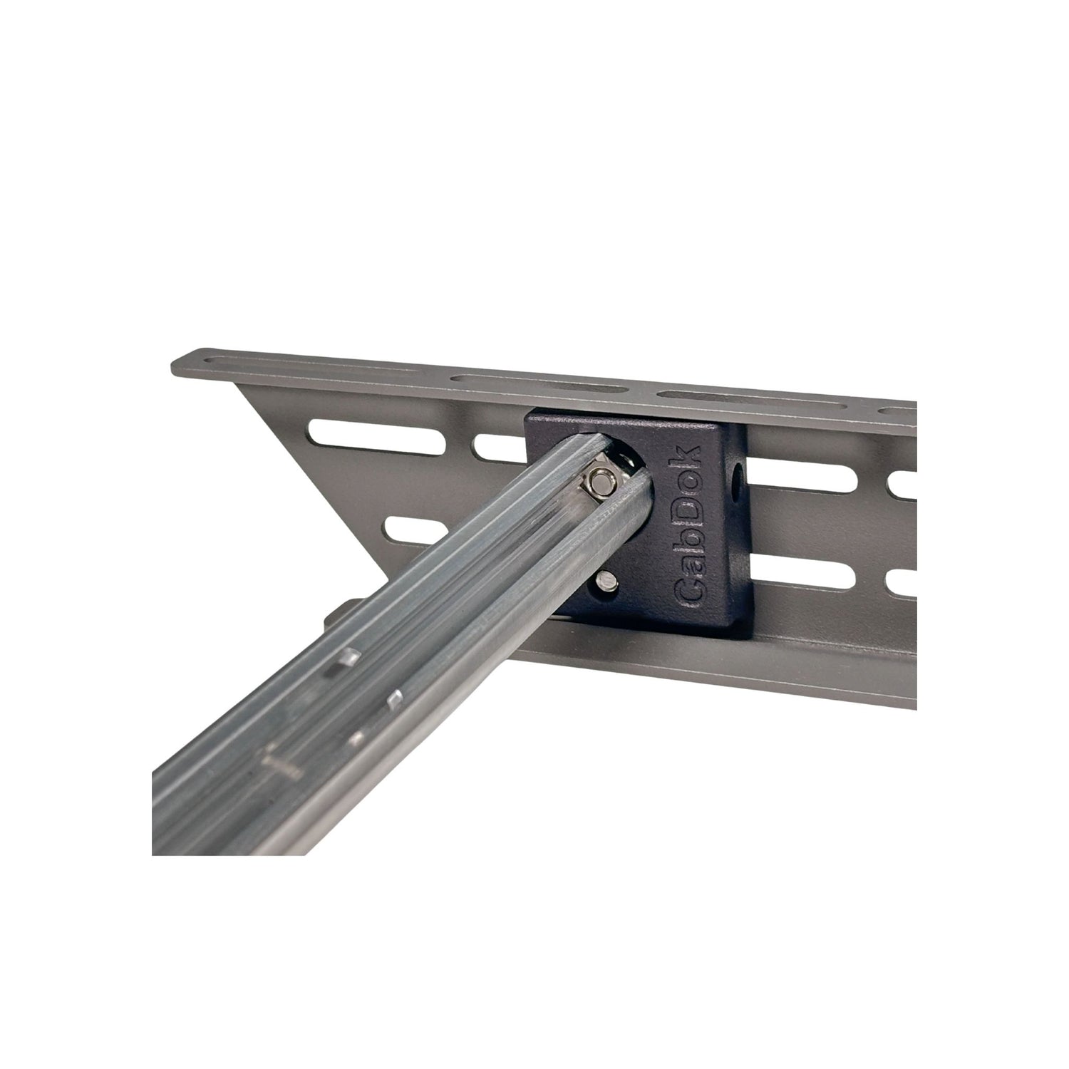 Close-up of Cabdok Add-On TubeTrak locking nut attached to Cabdok rail