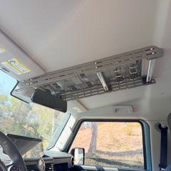 Overhead view of Cabdok mounted above Ineos Grenadier windshield with TubeTrak accessory bar